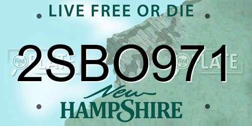 2SBO971 New Hampshire License Plate
