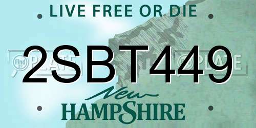2SBT449 New Hampshire License Plate
