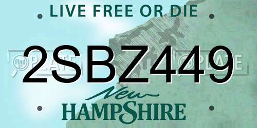 2SBZ449 New Hampshire License Plate