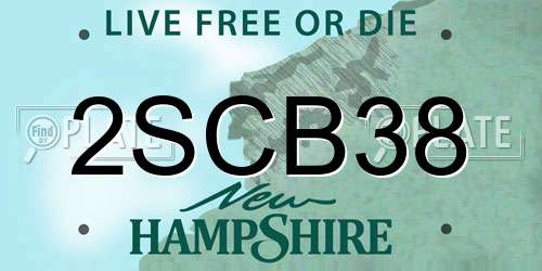 2SCB38 New Hampshire License Plate