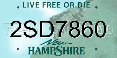 2SD7860 New Hampshire License Plate
