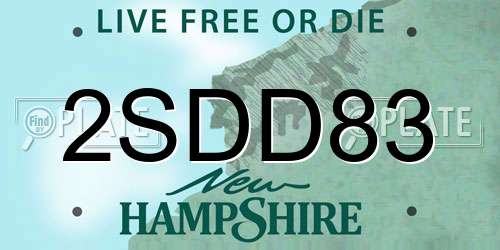 2SDD83 New Hampshire License Plate