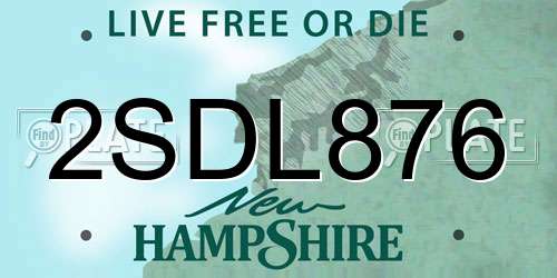 2SDL876 New Hampshire License Plate