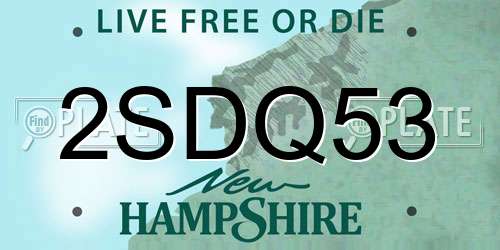 2SDQ53 New Hampshire License Plate