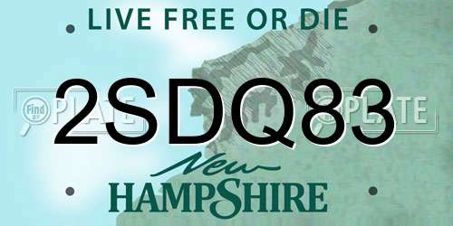 2SDQ83 New Hampshire License Plate