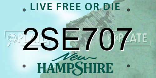 2SE707 New Hampshire License Plate