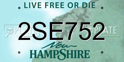 2SE752 New Hampshire License Plate