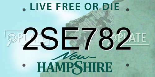 2SE782 New Hampshire License Plate