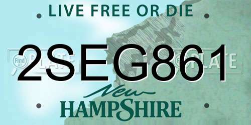 2SEG861 New Hampshire License Plate