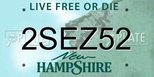2SEZ52 New Hampshire License Plate