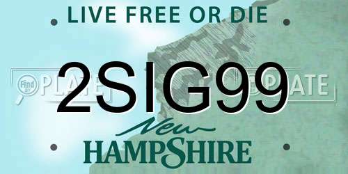 2SIG99 New Hampshire License Plate