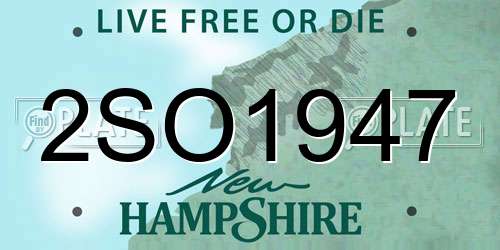2SO1947 New Hampshire License Plate