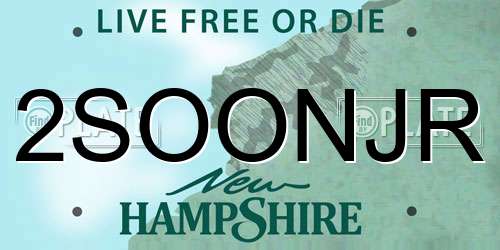 2SOONJR New Hampshire License Plate