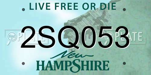 2SQ053 New Hampshire License Plate