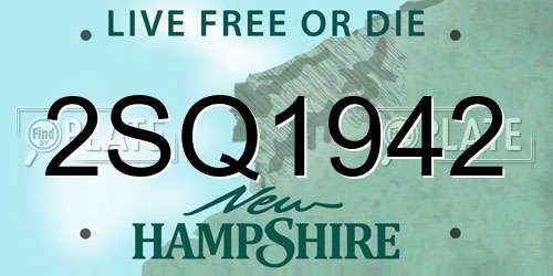 2SQ1942 New Hampshire License Plate