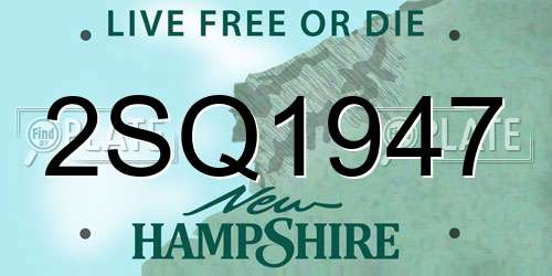 2SQ1947 New Hampshire License Plate