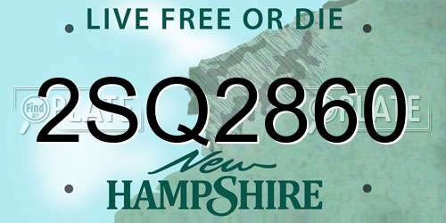 2SQ2860 New Hampshire License Plate