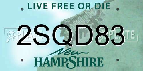 2SQD83 New Hampshire License Plate