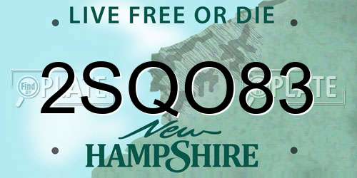 2SQO83 New Hampshire License Plate
