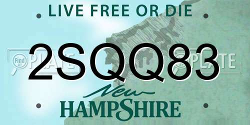 2SQQ83 New Hampshire License Plate