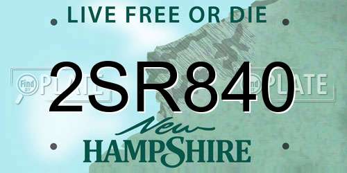 2SR840 New Hampshire License Plate