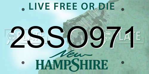 2SSO971 New Hampshire License Plate