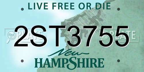 2ST3755 New Hampshire License Plate
