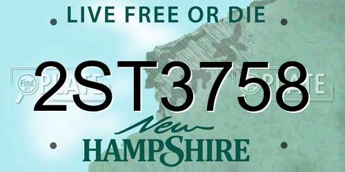 2ST3758 New Hampshire License Plate