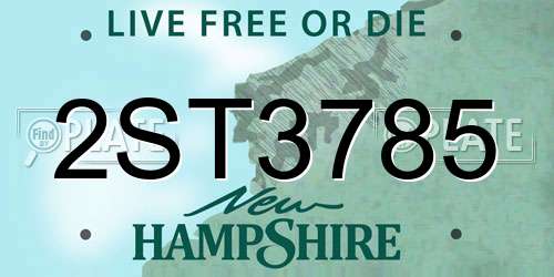 2ST3785 New Hampshire License Plate