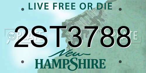 2ST3788 New Hampshire License Plate