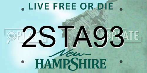 2STA93 New Hampshire License Plate