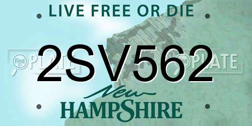 2SV562 New Hampshire License Plate