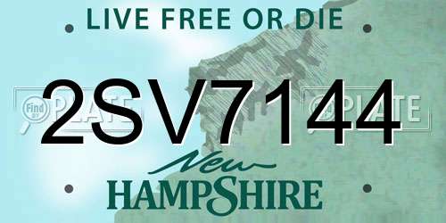 2SV7144 New Hampshire License Plate