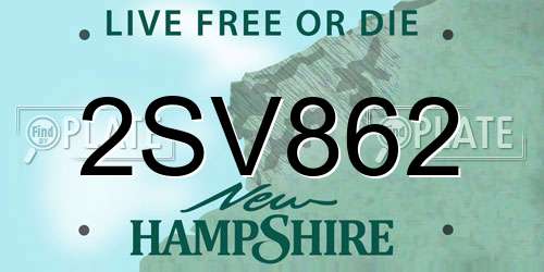 2SV862 New Hampshire License Plate