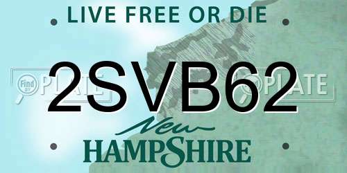 2SVB62 New Hampshire License Plate