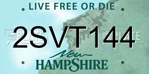2SVT144 New Hampshire License Plate