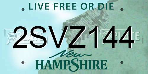 2SVZ144 New Hampshire License Plate