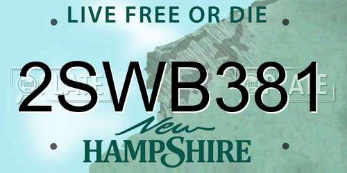 2SWB381 New Hampshire License Plate