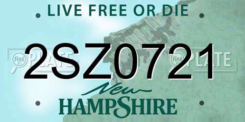 2SZ0721 New Hampshire License Plate