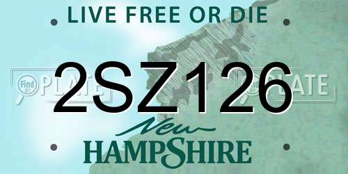 2SZ126 New Hampshire License Plate