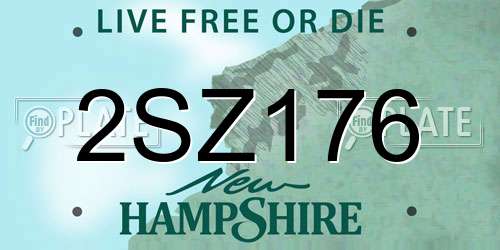 2SZ176 New Hampshire License Plate