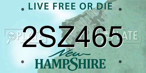 2SZ465 New Hampshire License Plate