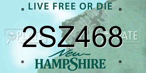 2SZ468 New Hampshire License Plate