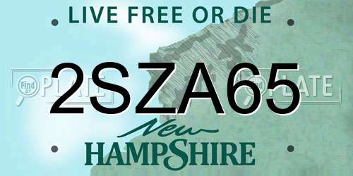 2SZA65 New Hampshire License Plate