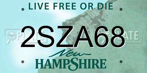 2SZA68 New Hampshire License Plate