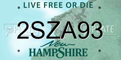 2SZA93 New Hampshire License Plate
