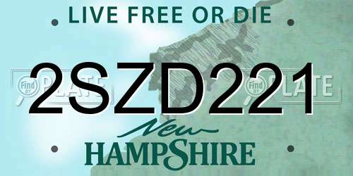 2SZD221 New Hampshire License Plate