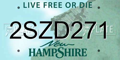 2SZD271 New Hampshire License Plate
