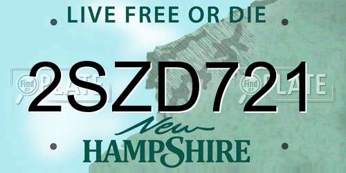 2SZD721 New Hampshire License Plate