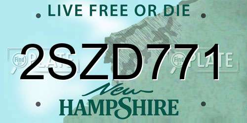 2SZD771 New Hampshire License Plate